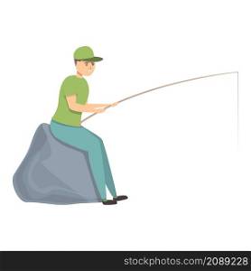 Camping fishing icon cartoon vector. Tent camp. Outdoor adventure. Camping fishing icon cartoon vector. Tent camp