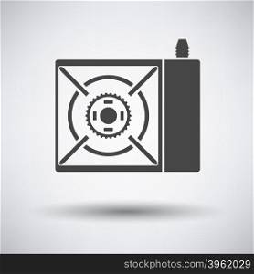 Camping gas burner stove icon on gray background with round shadow. Vector illustration.