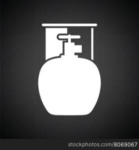 Camping gas container icon. Black background with white. Vector illustration.