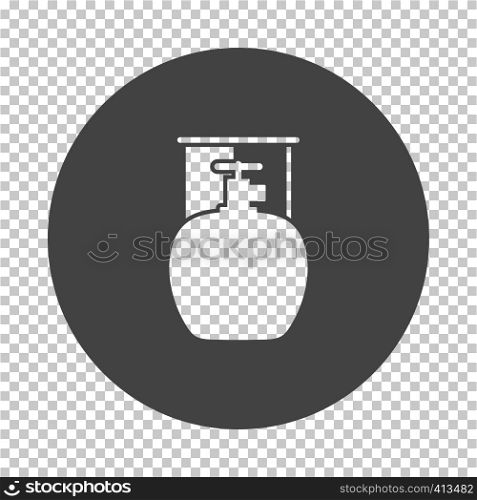 Camping gas container icon. Subtract stencil design on tranparency grid. Vector illustration.