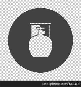 Camping gas container icon. Subtract stencil design on tranparency grid. Vector illustration.