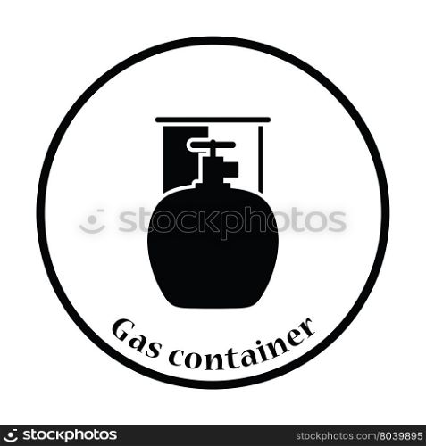 Camping gas container icon. Thin circle design. Vector illustration.