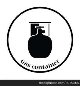 Camping gas container icon. Thin circle design. Vector illustration.