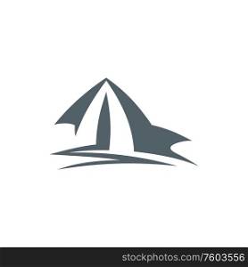 Camping green triangular tent isolated icon. Vector portable waterproof shelter, hiking sport equipment. Tent isolated camping hiking symbol