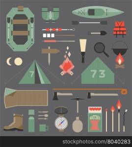camping hiking icons set. camping hiking icons set vector art illustration