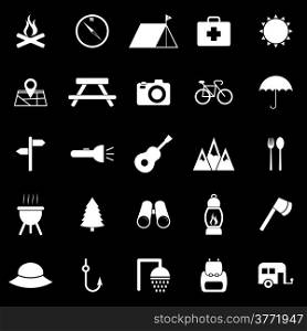 Camping icons on black background, stock vector