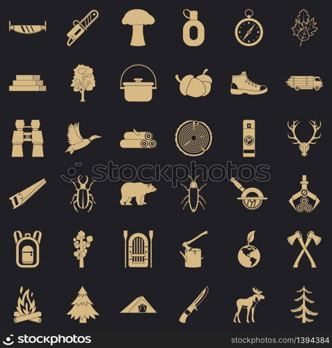 Camping icons set. Simple style of 36 camping vector icons for web for any design. Camping icons set, simple style