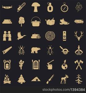 Camping icons set. Simple style of 36 camping vector icons for web for any design. Camping icons set, simple style