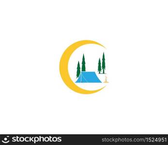 Camping in the forest vector illustration logo