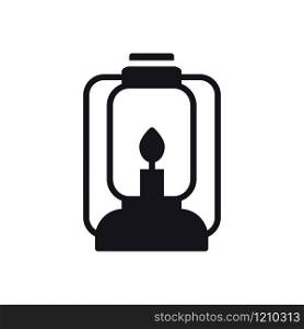 Camping Lantern Icon. Oil Lamp with Glowing Fire Wick. Handle Gas Lamp for Tourist Hiking. Camping Lantern Icon. Oil Lamp with Glowing Fire Wick. Handle Gas Lamp for Tourist Hiking.