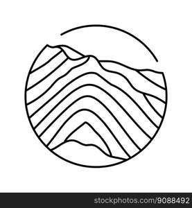 camping mountain landscape line icon vector. camping mountain landscape sign. isolated contour symbol black illustration. camping mountain landscape line icon vector illustration