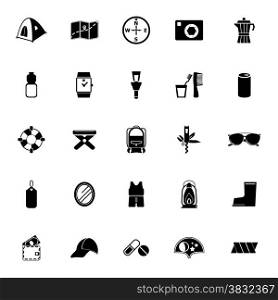 Camping necessary icons on white background, stock vector