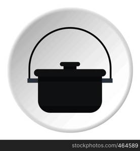 Camping pot icon in flat circle isolated vector illustration for web. Camping pot icon circle