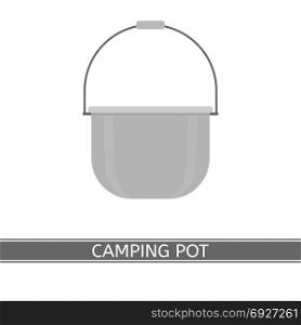 Camping Pot Icon. Vector illustration of camping pot isolated on white background. Camping equipment for cooking in flat style.