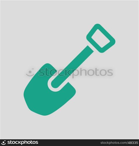 Camping shovel icon. Gray background with green. Vector illustration.