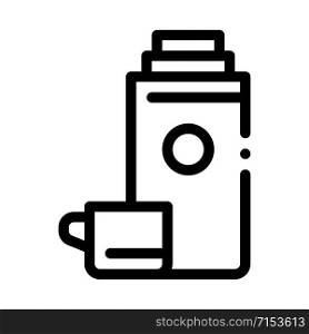Camping Thermos with Drink Icon Vector. Outline Camping Thermos with Drink Sign. Isolated Contour Symbol Illustration. Camping Thermos with Drink Icon Vector Outline Illustration