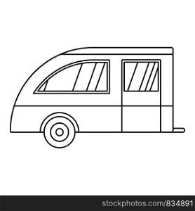 Camping trailer icon. Outline camping trailer vector icon for web design isolated on white background. Camping trailer icon, outline style