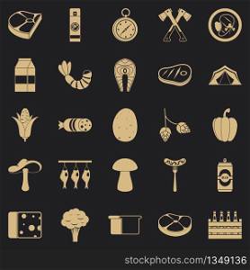 Camping trip icons set. Simple set of 25 camping trip vector icons for web for any design. Camping trip icons set, simple style