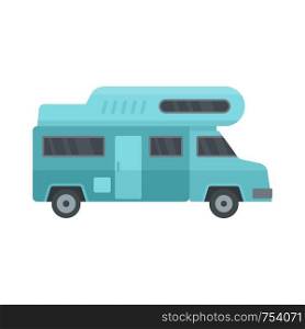 Camping truck icon. Flat illustration of camping truck vector icon for web isolated on white. Camping truck icon, flat style
