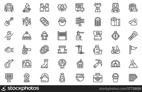 Campsite icon. Outline campsite vector icon for web design isolated on white background. Campsite icon, outline style