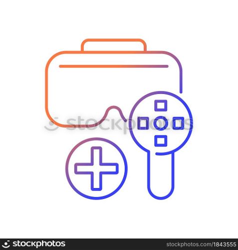 Can be used with game controller gradient linear vector manual label icon. Thin line color symbol. Modern style pictogram. Vector isolated outline drawing for product use instructions. Can be used with game controller gradient linear vector manual label icon