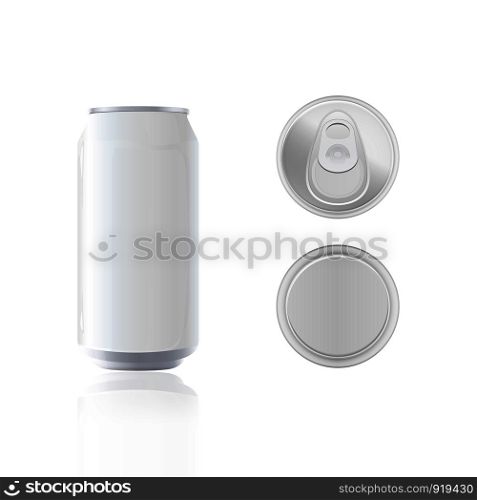 Can empty metal for packaging vector for your design with top and bottom view , isolated on white background , package design for advertising , mock up illustration