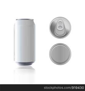 Can empty metal for packaging vector for your design with top and bottom view , isolated on white background , package design for advertising , mock up illustration