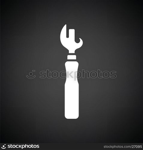 Can opener icon. Black background with white. Vector illustration.