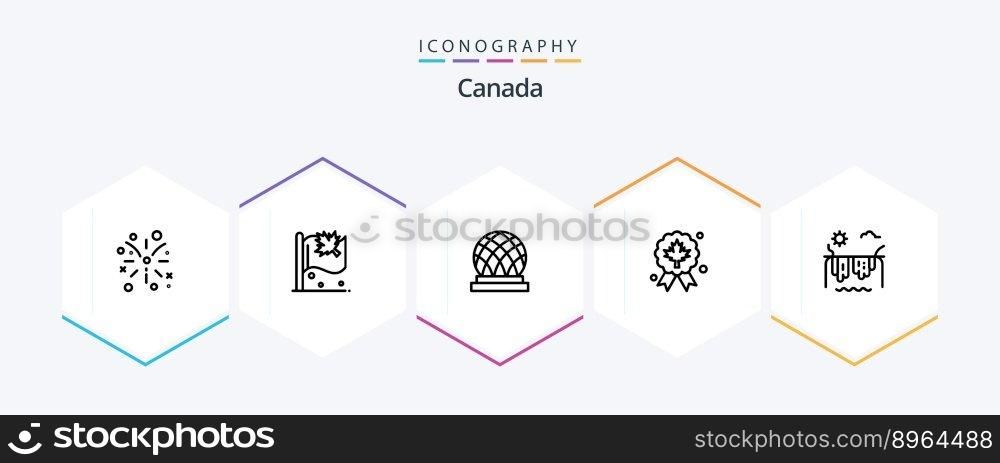 Canada 25 Line icon pack including sun. mountains. canada. quality. award