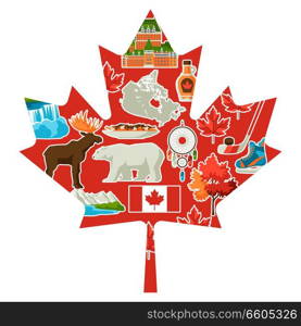 Canada background design. Canadian traditional symbols and attractions.. Canada background design.