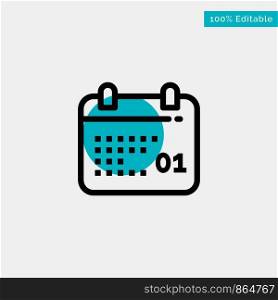 Canada, Calendar, Date, Day turquoise highlight circle point Vector icon