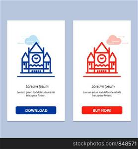 Canada, Centre Block, Government, Landmark Blue and Red Download and Buy Now web Widget Card Template