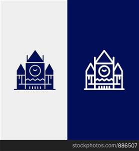Canada, Centre Block, Government, Landmark Line and Glyph Solid icon Blue banner Line and Glyph Solid icon Blue banner