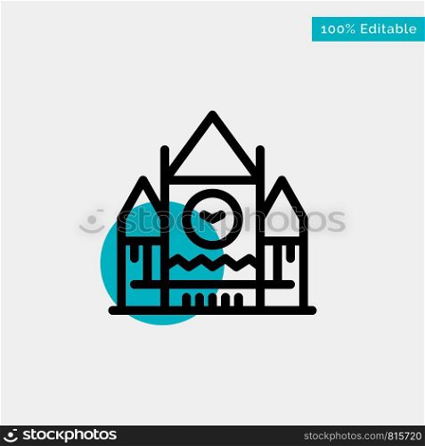 Canada, Centre Block, Government, Landmark turquoise highlight circle point Vector icon