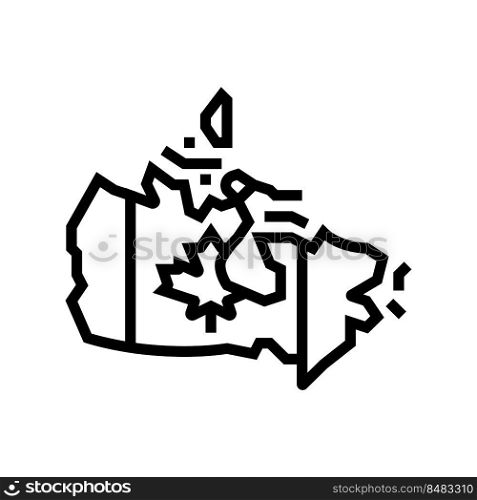 canada country map flag line icon vector. canada country map flag sign. isolated contour symbol black illustration. canada country map flag line icon vector illustration
