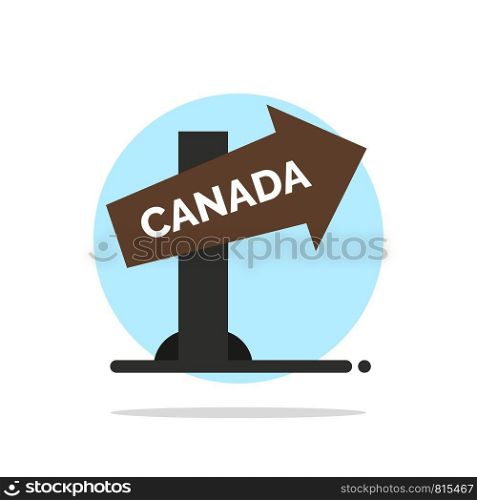 Canada, Direction, Location, Sign Abstract Circle Background Flat color Icon