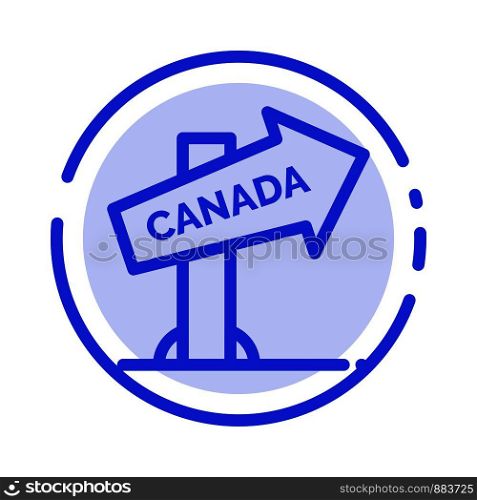 Canada, Direction, Location, Sign Blue Dotted Line Line Icon