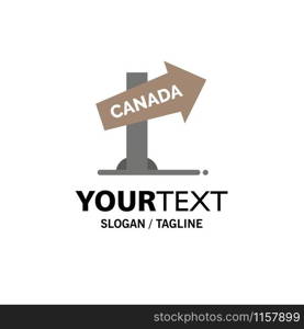 Canada, Direction, Location, Sign Business Logo Template. Flat Color