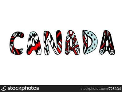 Canada doodle Lettering. Hand-lettered print. Vector typographic design. Canada doodle Lettering. Hand-lettered print. Vector typographic design.