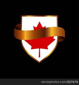 Canada flag Golden badge design vector