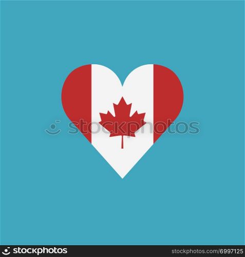Canada flag icon in a heart shape in flat design. Independence day or National day holiday concept.