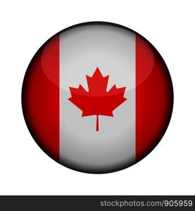 canada Flag in glossy round button of icon. canada emblem isolated on white background. National concept sign. Independence Day. Vector illustration.