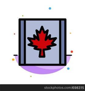 Canada, Flag, Leaf Abstract Flat Color Icon Template