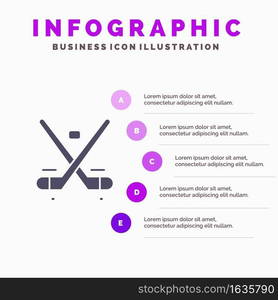 Canada, Game, Hockey, Ice, Olympics Solid Icon Infographics 5 Steps Presentation Background