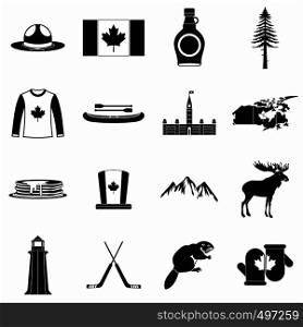 Canada icons in black simple style for web and mobile devices. Canada icons black