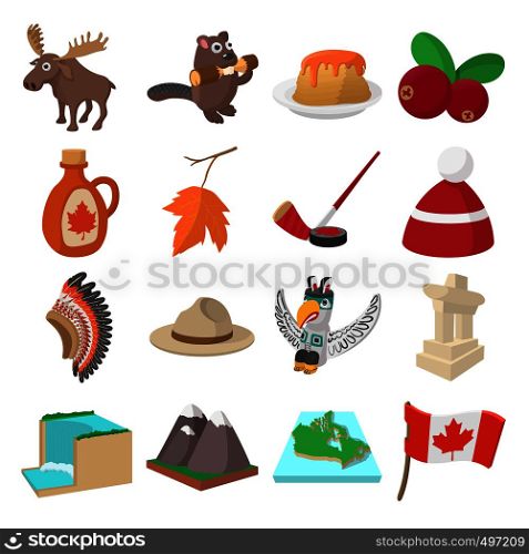 Canada icons in cartoon style for web and mobile devices. Canada icons cartoon