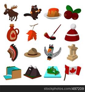 Canada icons in cartoon style for web and mobile devices. Canada icons cartoon