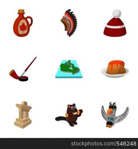 Canada icons set. Cartoon illustration of 9 Canada vector icons for web. Canada icons set, cartoon style