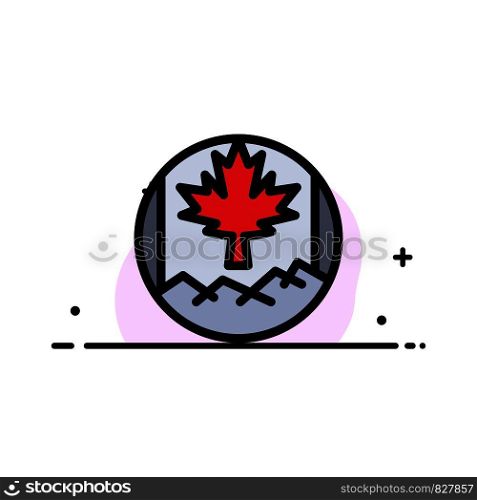 Canada, Leaf, Flag Business Flat Line Filled Icon Vector Banner Template