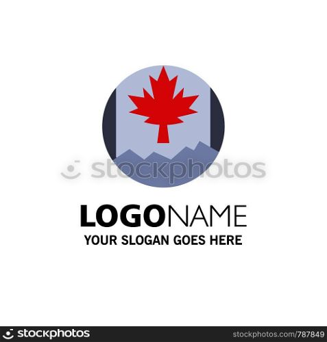Canada, Leaf, Flag Business Logo Template. Flat Color